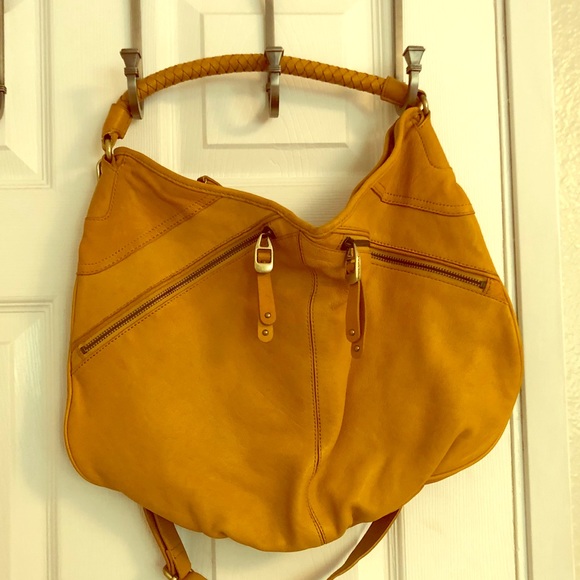 Banana Republic Handbags - Mustard leather crossbody bag :: Banana Republic
